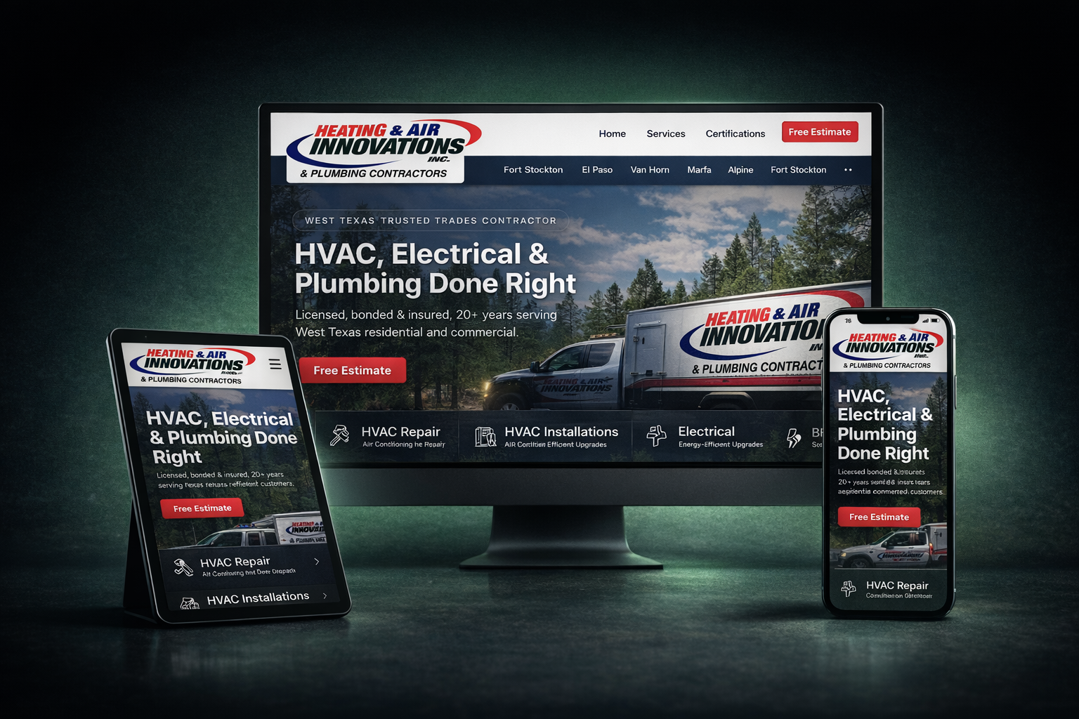 Heating & Air Innovations — multi-device showcase